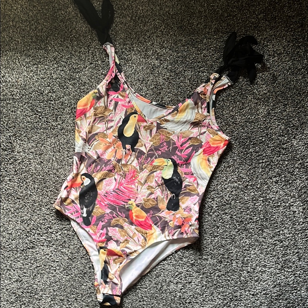 Tropical Print Swimsuit with Toucans